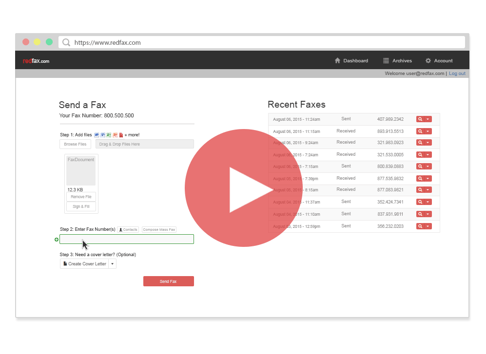 RedFax.com Sign & Fill Feature